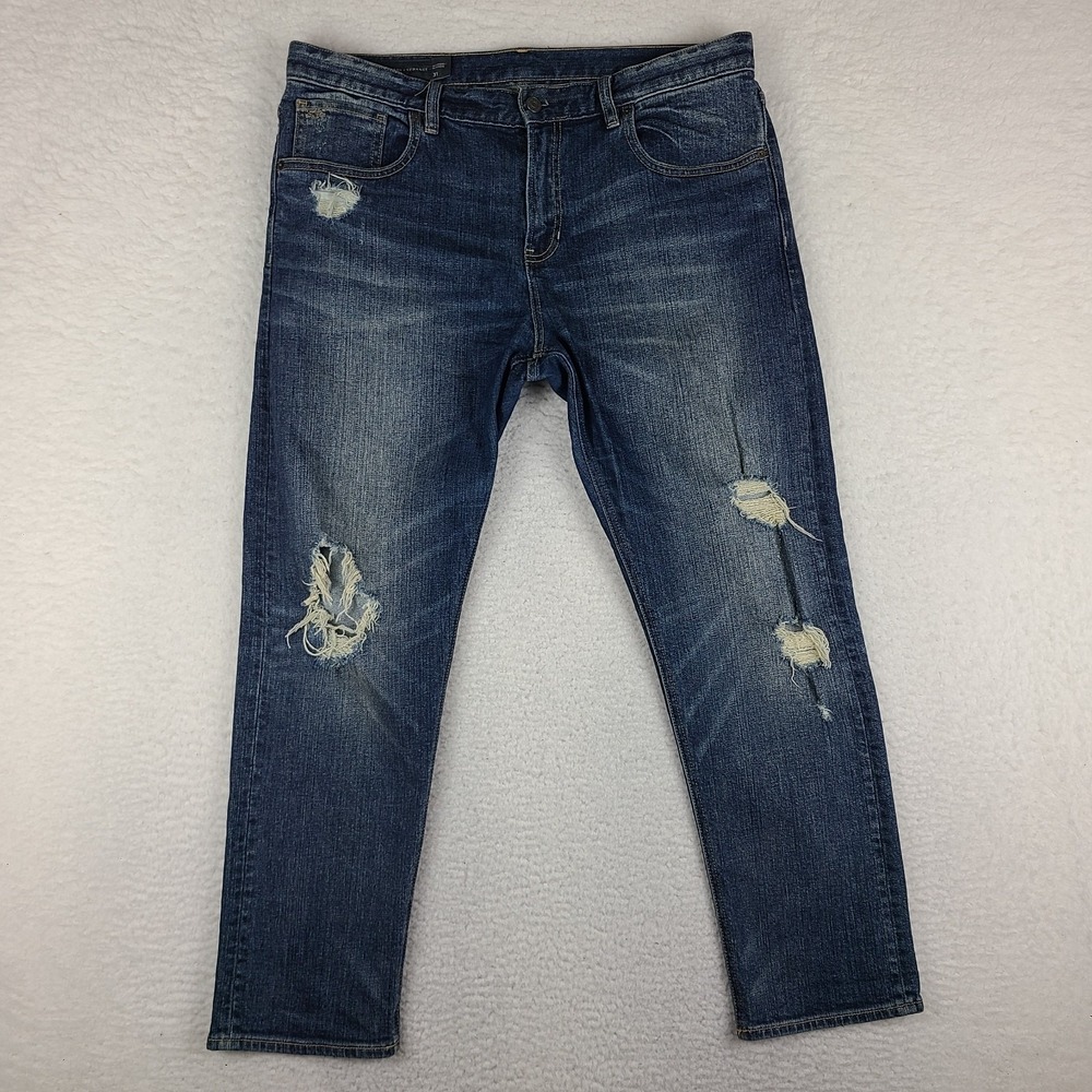 AX Armani Exchange Jeans Womens 31 Blue Boyfriend Distress Dark Wash Denim‎